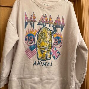 Def Leppard White Crew Neck Sweater
